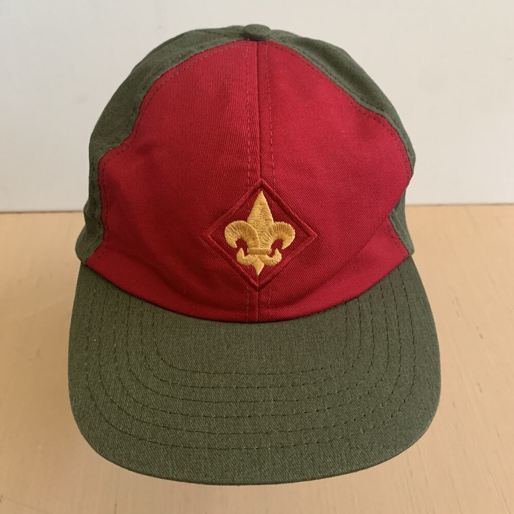 Boy Scout M/L Official Uniform Ball Cap Hat Green Red Adjustable Snapback USA
